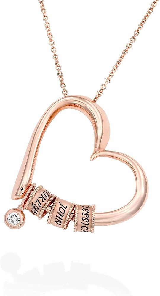 MyNameNecklace Personalized Charming Heart Necklace with Engraved Beads - Dainty Gift for Mom, Gr... | Amazon (US)