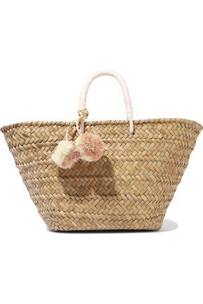 St Tropez pompom-embellished woven straw tote | The Outnet (US and CA)