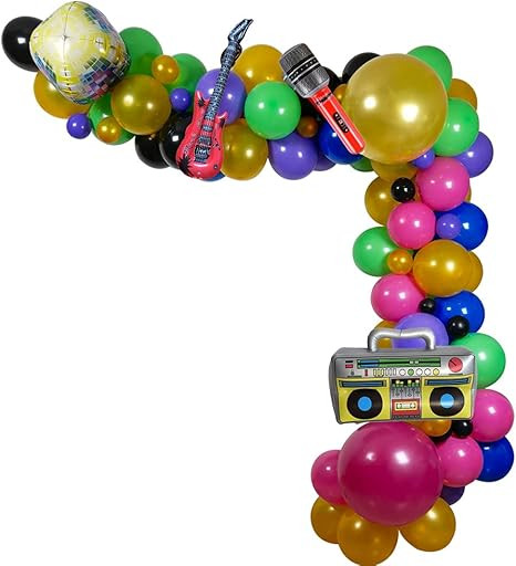 90S 80S Theme Party Balloons Backdrop Decorations, 98 PCS Party Supplies Mylar Balloon Radio Guit... | Amazon (US)