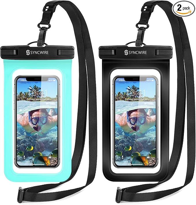 𝐒𝐲𝐧𝐜𝐰𝐢𝐫𝐞 Waterproof Phone Pouch [2-Pack] - Universal IPX8 Waterproof Phon... | Amazon (US)