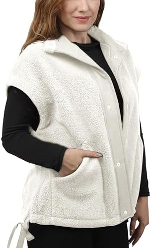 Womens Fuzzy Fleece Vest Trendy Warm Sleeveless Sherpa Jacket Winter Oversized Outerwear with Poc... | Amazon (US)