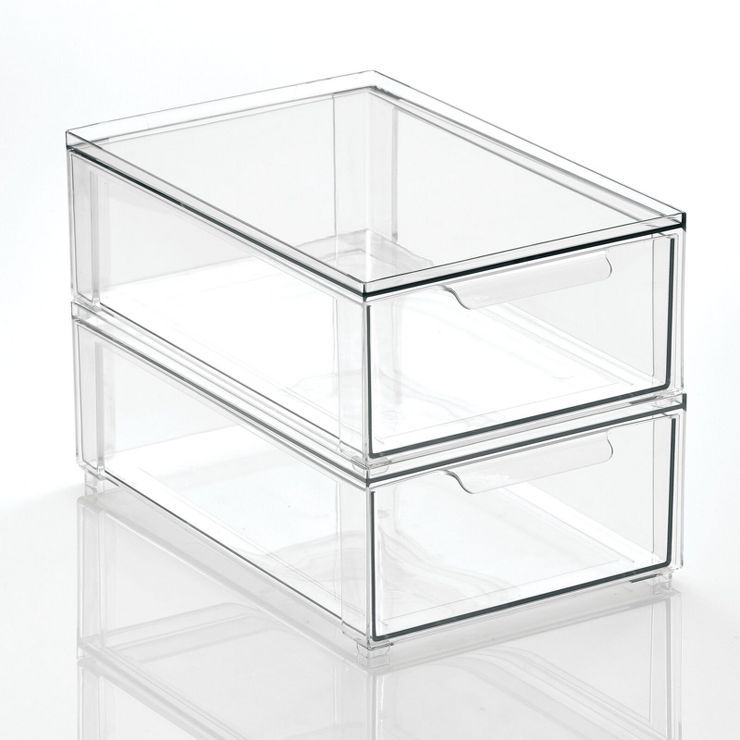 mDesign Stackable Kitchen Storage Bin Box with Pull-Out Drawer - Clear | Target