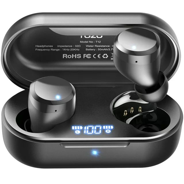 TOZO T12 Wireless Earbuds,Bluetooth 5.3 Version,OrigX Acoustic,IPX8 Waterproof - Black | Walmart (US)