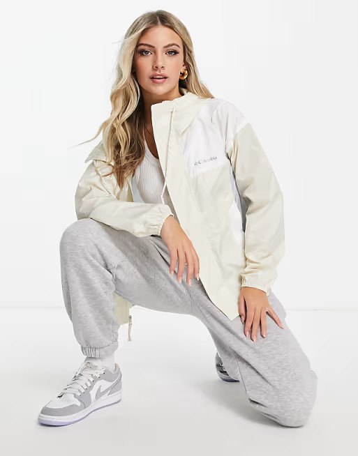 Columbia Flash Challenger wind breaker jacket in off white | ASOS (Global)