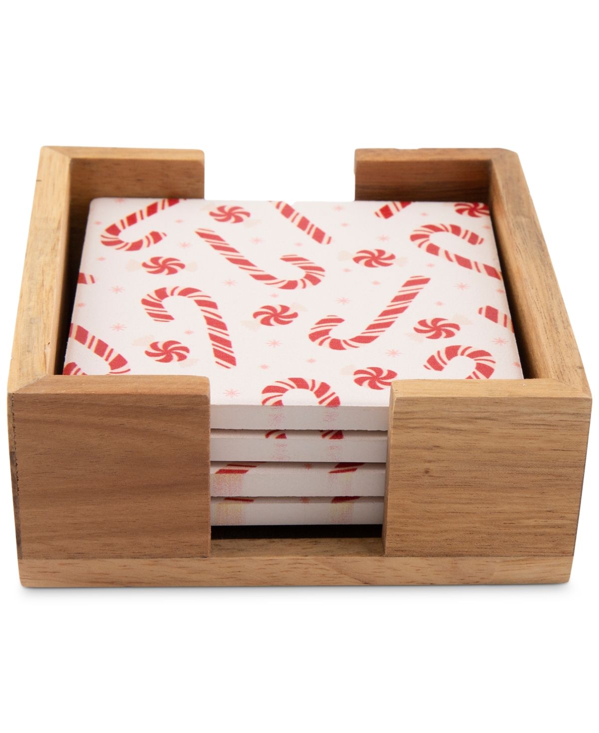 Thirstystone Candy Cane Coasters in Wood Holder, Set of 4 | Macys (US)