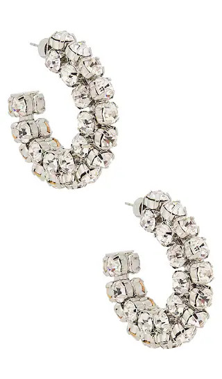 Small Crystal Hoop Earrings in Silver | Revolve Clothing (Global)