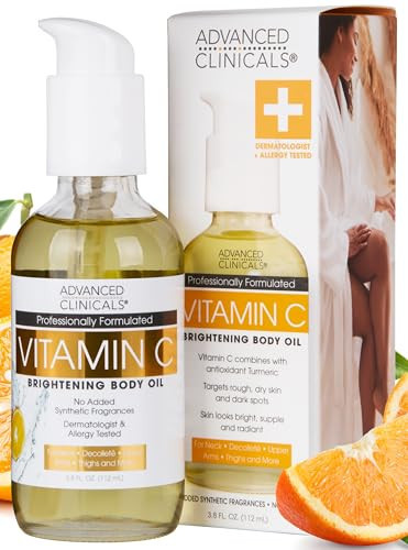 Advanced Clinicals Vitamin C illuminating Body Oil For Women & Men |Vitamin C Oil Skin Care Body Moisturizer With Vitamin E + Botanicals To Help Improve Appearance Of Dark Spots + Dry Skin, 3.8 Fl Oz | Amazon (US)