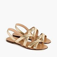 Cross-strap sandals in metallic gold leather | J.Crew US