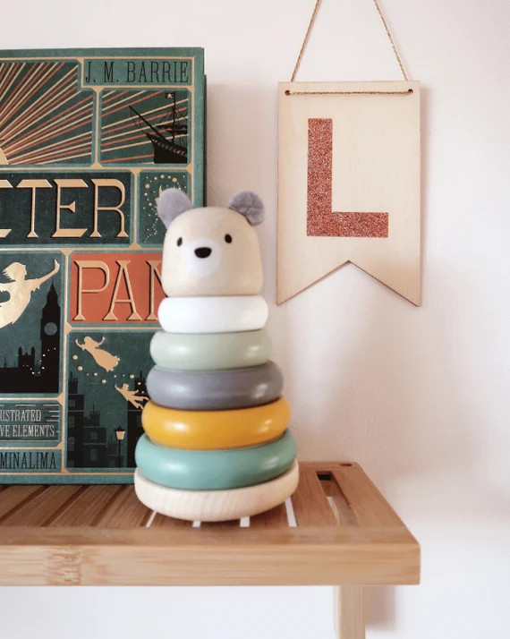 Wooden Letter Banner | Nursery Decor | Glitter Letter Banner | Wooden Flag | Wooden Banner | Kids... | Etsy (US)