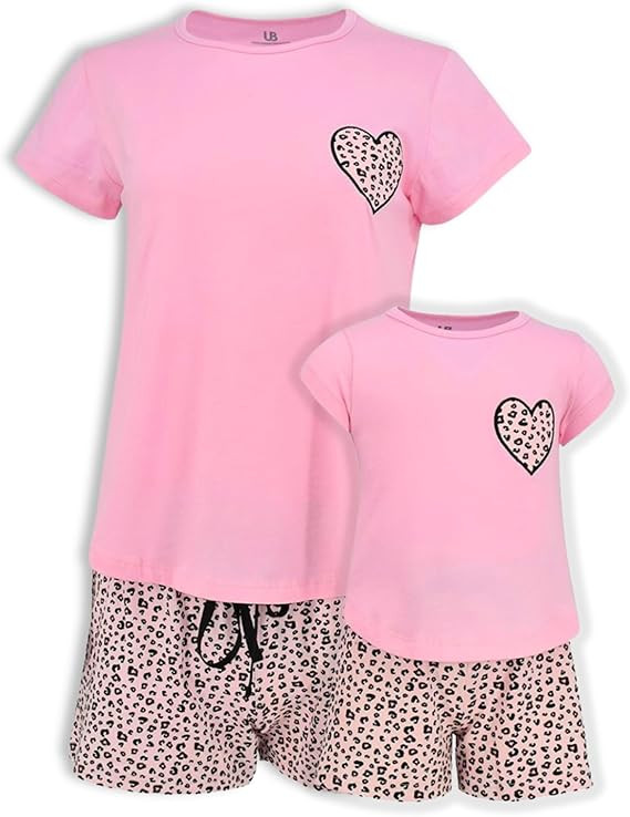 Pink Cheetah Mommy and Me Outfits Matching Mom Daughter Mothers Day Clothing Shirts Shorts Set | Amazon (US)