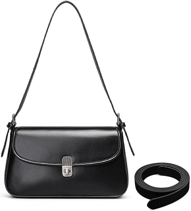PS PETITE SIMONE Small Black Shoulder Bag for Women Mini Purse Y2K Leather Handbags for Women Bri... | Amazon (US)