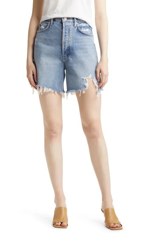 AGOLDE Stella High Waist Organic Cotton Cutoff Denim Shorts in Deserted at Nordstrom, Size 29 | Nordstrom