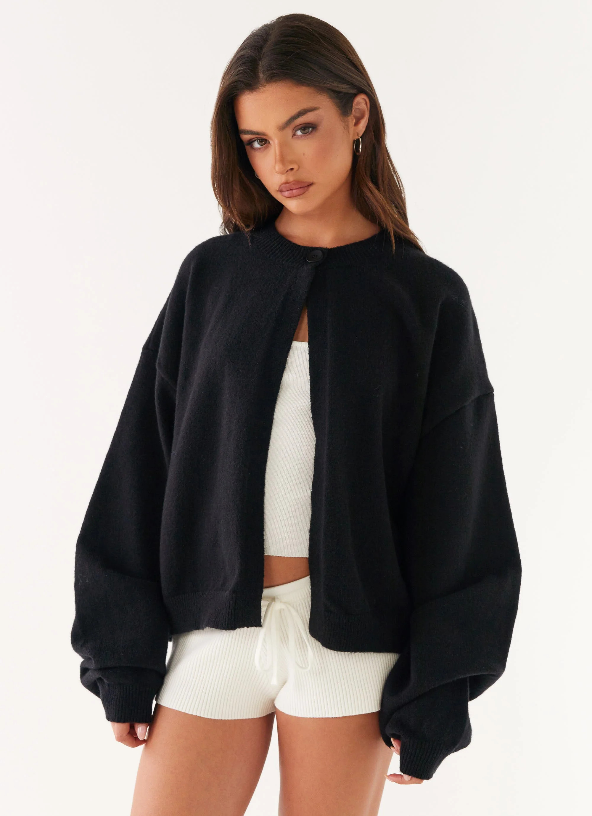Annie One Button Cardigan - Black | Peppermayo (Global)