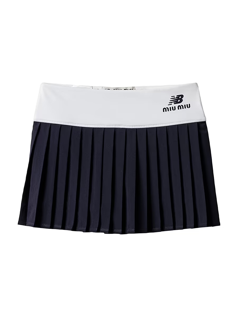 Women's New Balance X Miu Miu with Coco Gauff Stretch Technical Jersey Pleated Miniskirt - White - Size Medium | Saks Fifth Avenue