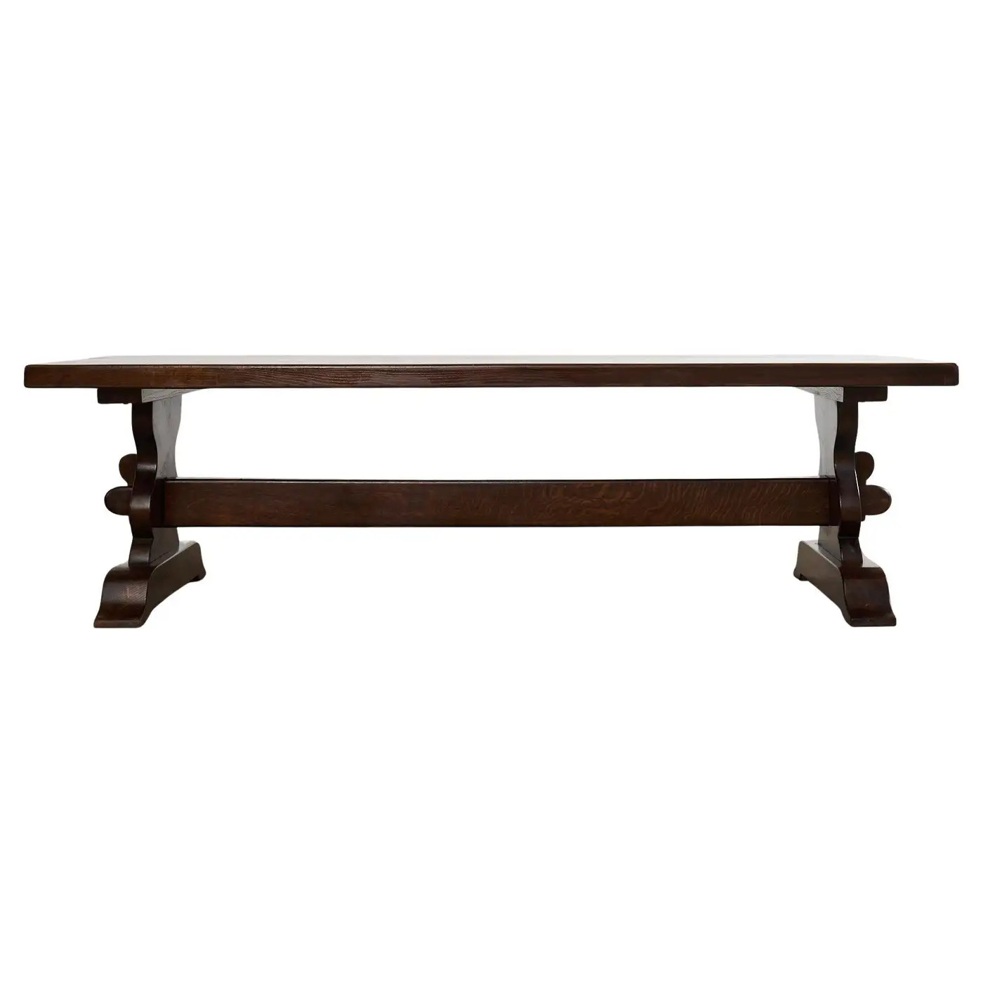Country French Provincial Oak Farmhouse Trestle Dining Table | 1stDibs