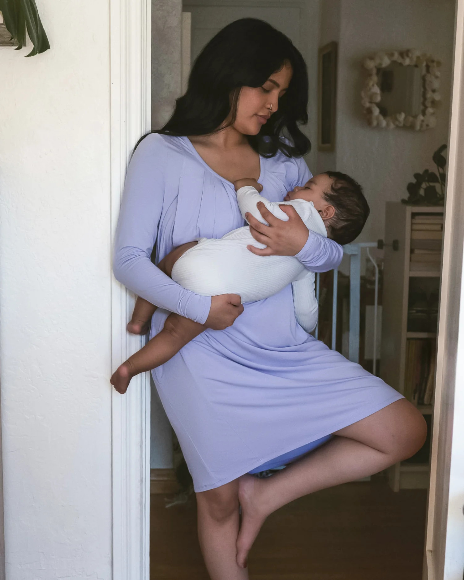 Quinn Bamboo Long Sleeve Maternity & Nursing Nightgown | Periwinkle - Kindred Bravely | Kindred Bravely