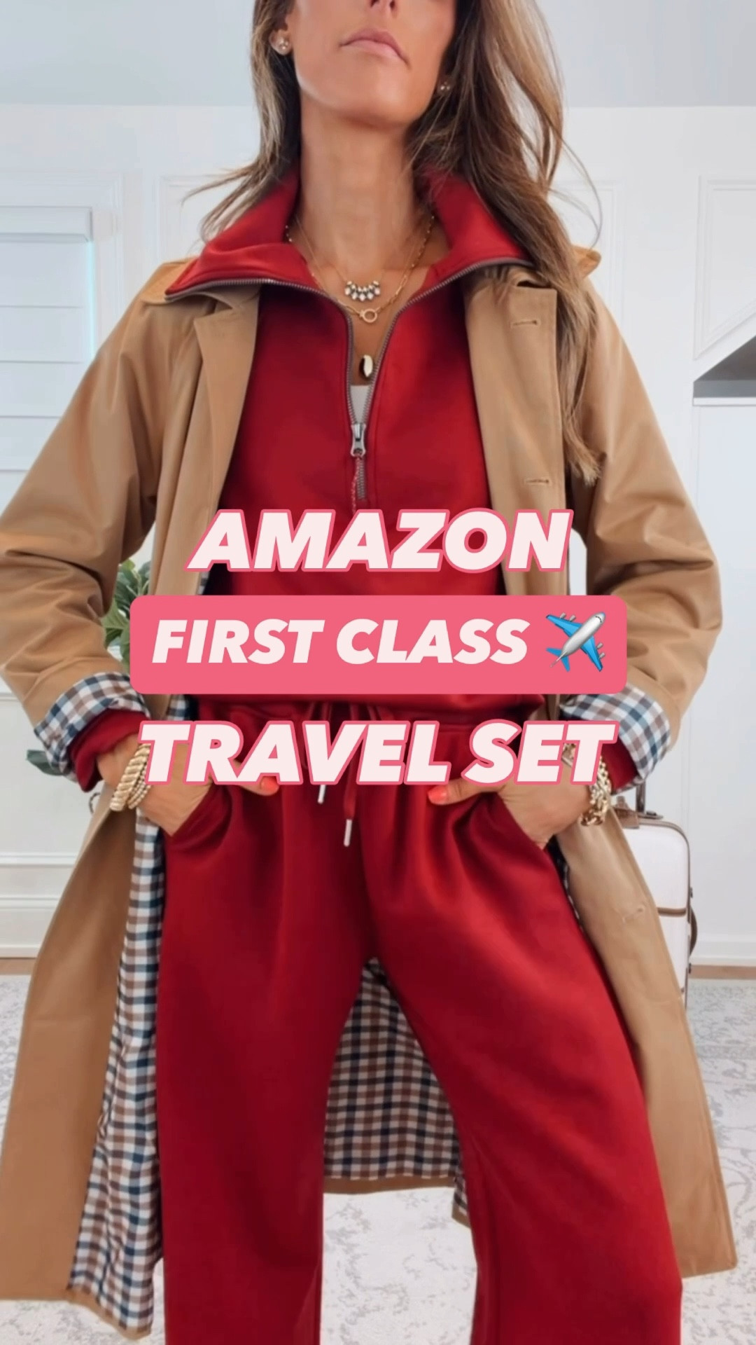 Wearing xsmall two piece set and small trench. #traveloutfit 

#LTKSeasonal #LTKTravel #LTKootd