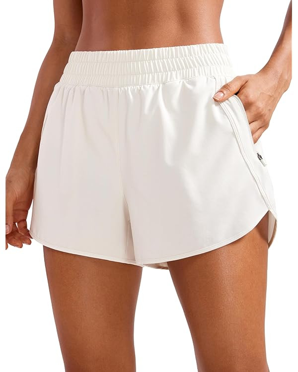 CRZ YOGA Women's High Waisted Running Shorts Mesh Liner - 3'' Dolphin Quick Dry Athletic Gym Trac... | Amazon (US)