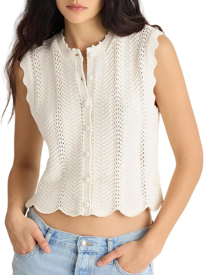Womens Ribbed Knit Tank Tops Sleeveless Peplum Cotton Vest | Button Down Slim Fit Going Out Y2K C... | Amazon (US)