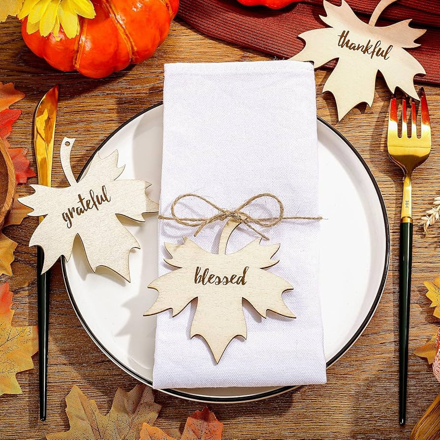 Bucherry 12 Pieces Fall Thanksgiving Place Cutout Thankful Grateful Blessed Place Cards Thankful ... | Amazon (US)