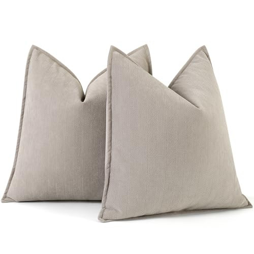 ZWJD Gray Pillow Covers 20x20 Set of 2 Chenille Pillow Covers with Elegant Design Soft and Luxurious Decorative Throw Pillows for Couch, Bed, and Home Decor | Amazon (US)