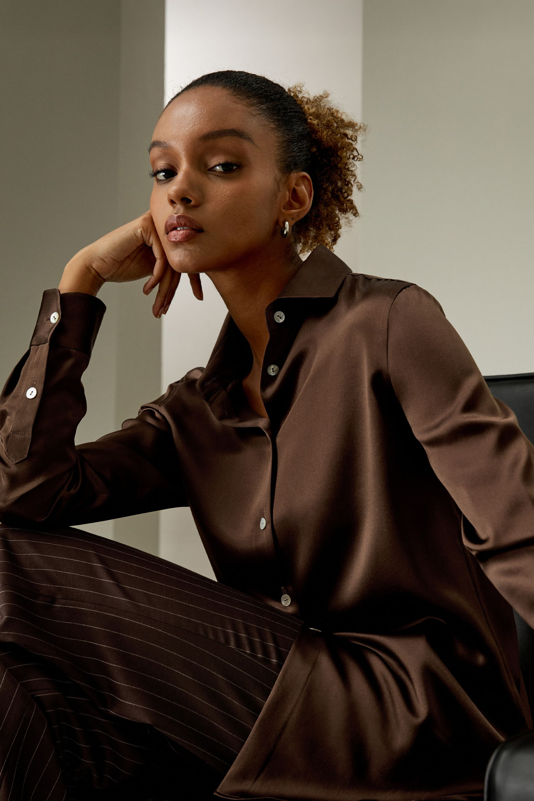Spread Collar Silk Shirt | LILYSILK