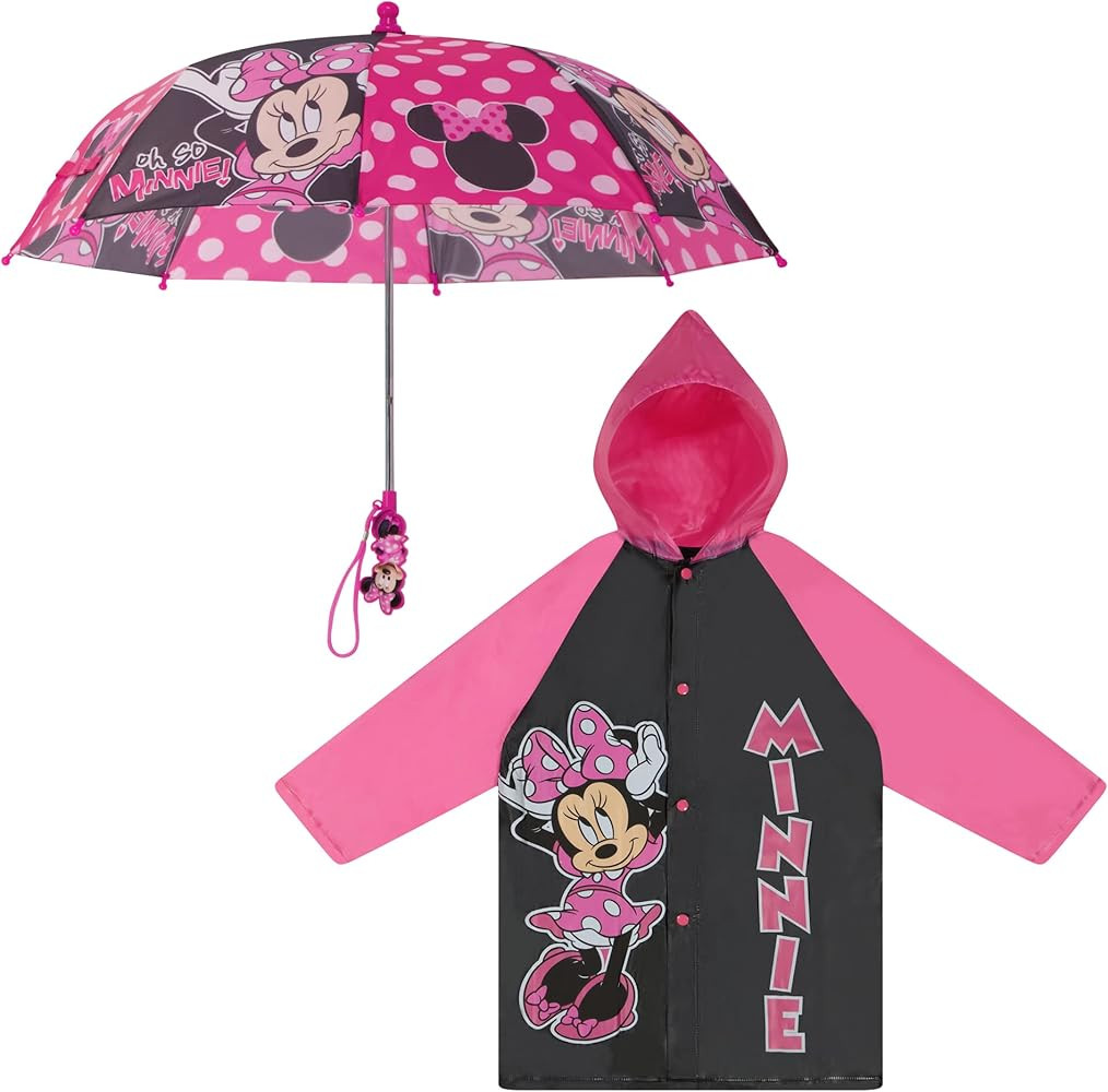 Disney Kids Umbrella and Slicker, Minnie Mouse Toddler and Little Girl Rain Wear Set, for Ages 2-... | Amazon (US)