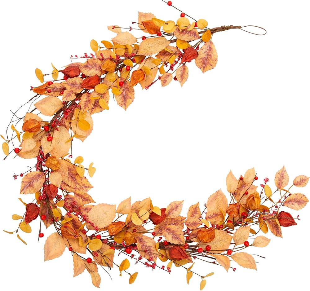 VGIA 5 Feet Fall Garland Autumn Garland Artificial Fall Leaves Garland Harvest Festival Garland F... | Amazon (US)