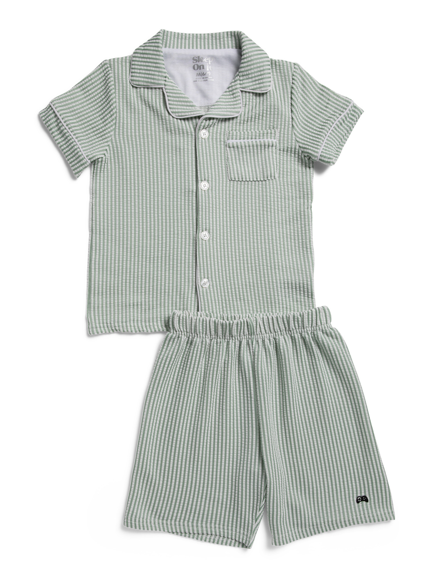 Boys 2pc Striped Button Front Top And Shorts Pajama Set | TJ Maxx
