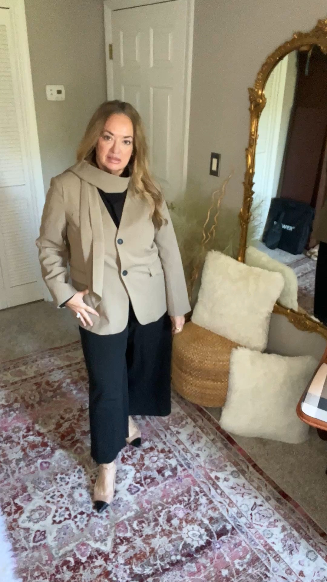 Blazer with matching scarf! Love the two button updated silhouette. Perfect to update your denim or work place wardrobe!

#LTKWorkwear #LTKOver40 #LTKootd