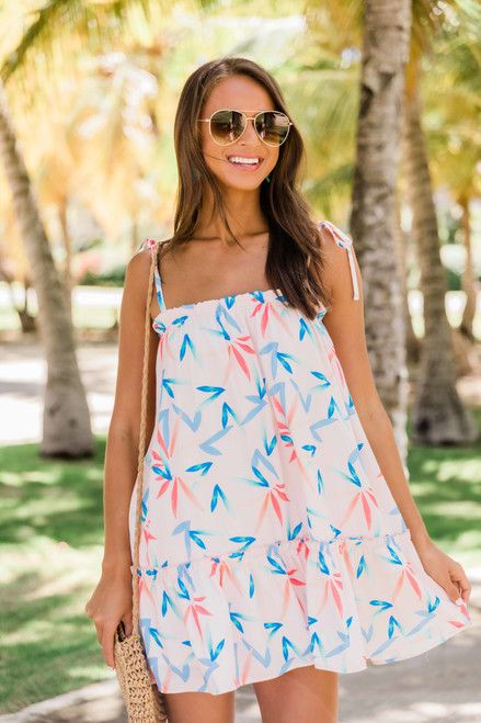 Dreaming On The Lanai Blush Printed Dress | The Pink Lily Boutique