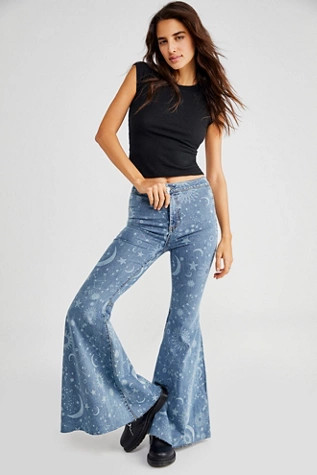 Just Float On Printed Flare Jeans | Free People (Global - UK&FR Excluded)