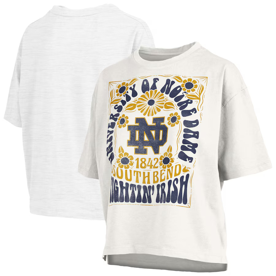 Notre Dame Fighting Irish Pressbox Women's Harmony Oversized Slub T-Shirt - White | Fanatics