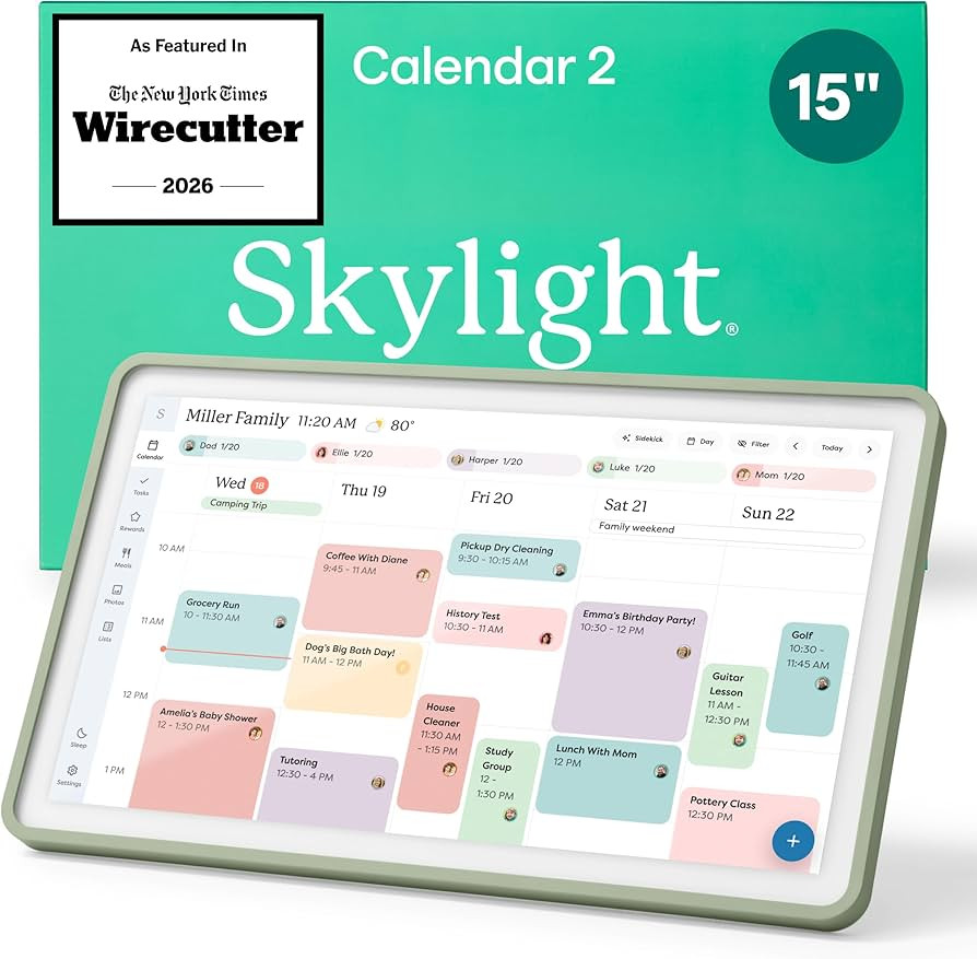 Skylight Calendar 2 - 15-inch Full HD Touchscreen Digital Calendar, Featured on Wirecutter - Wall... | Amazon (US)