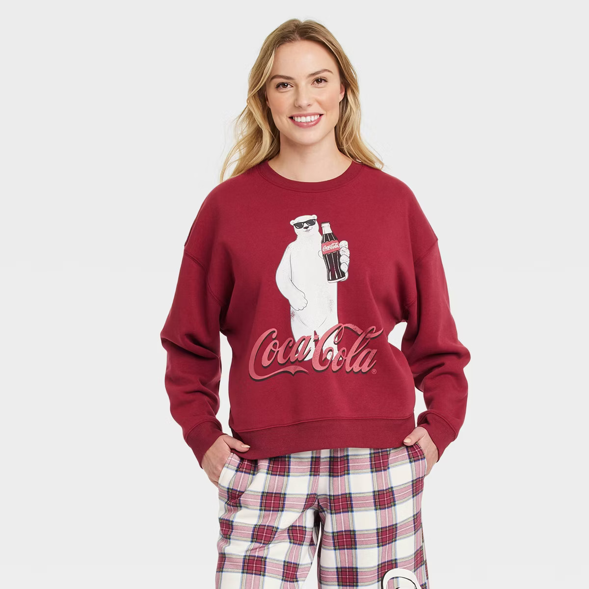 Women's Coca-Cola Polar Bear Graphic Sweatshirt - Red | Target