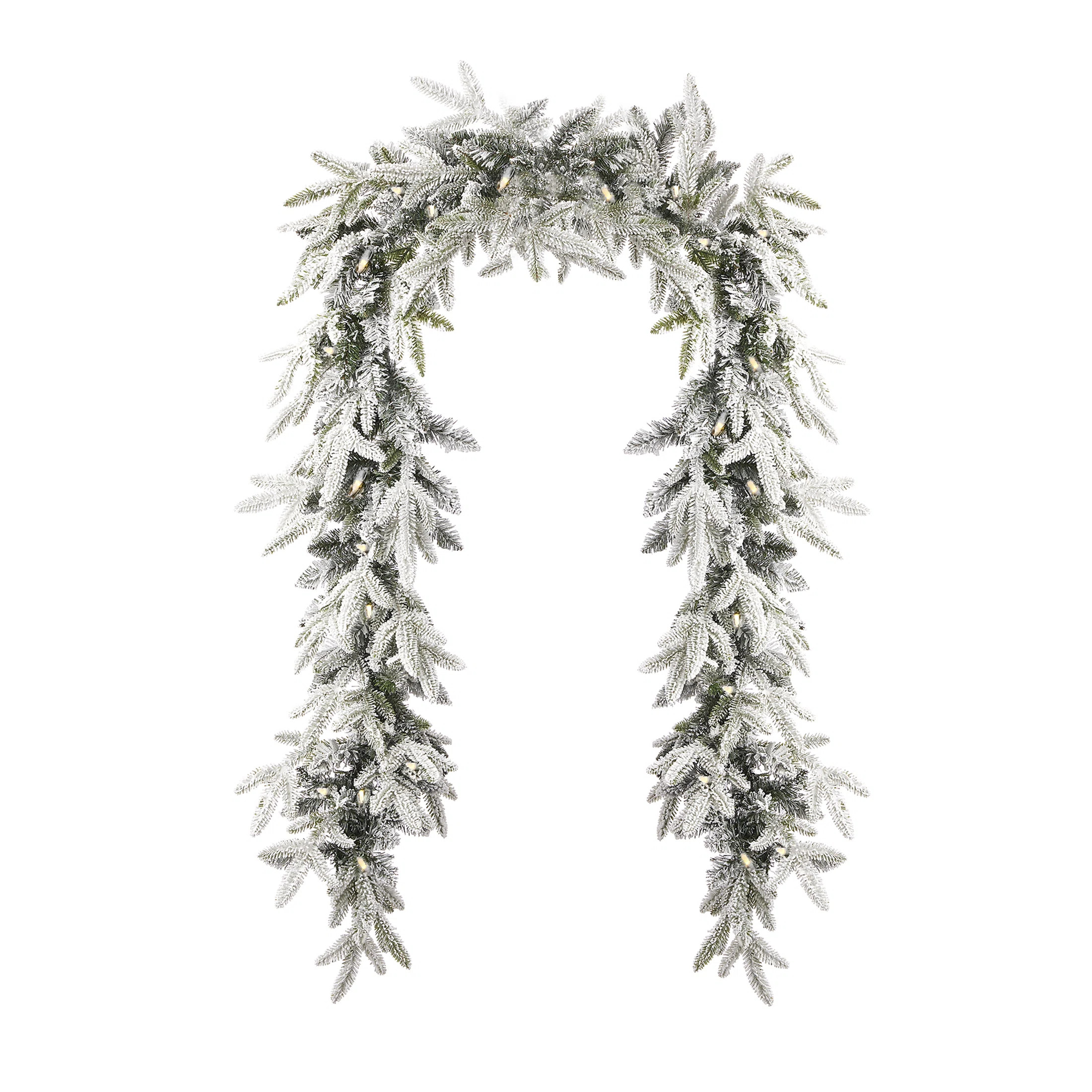 Royal Oaks Flocked Fir 9FT Garland, Pre-Lit 60 Warm White LED Lights, Plug in | AllModern