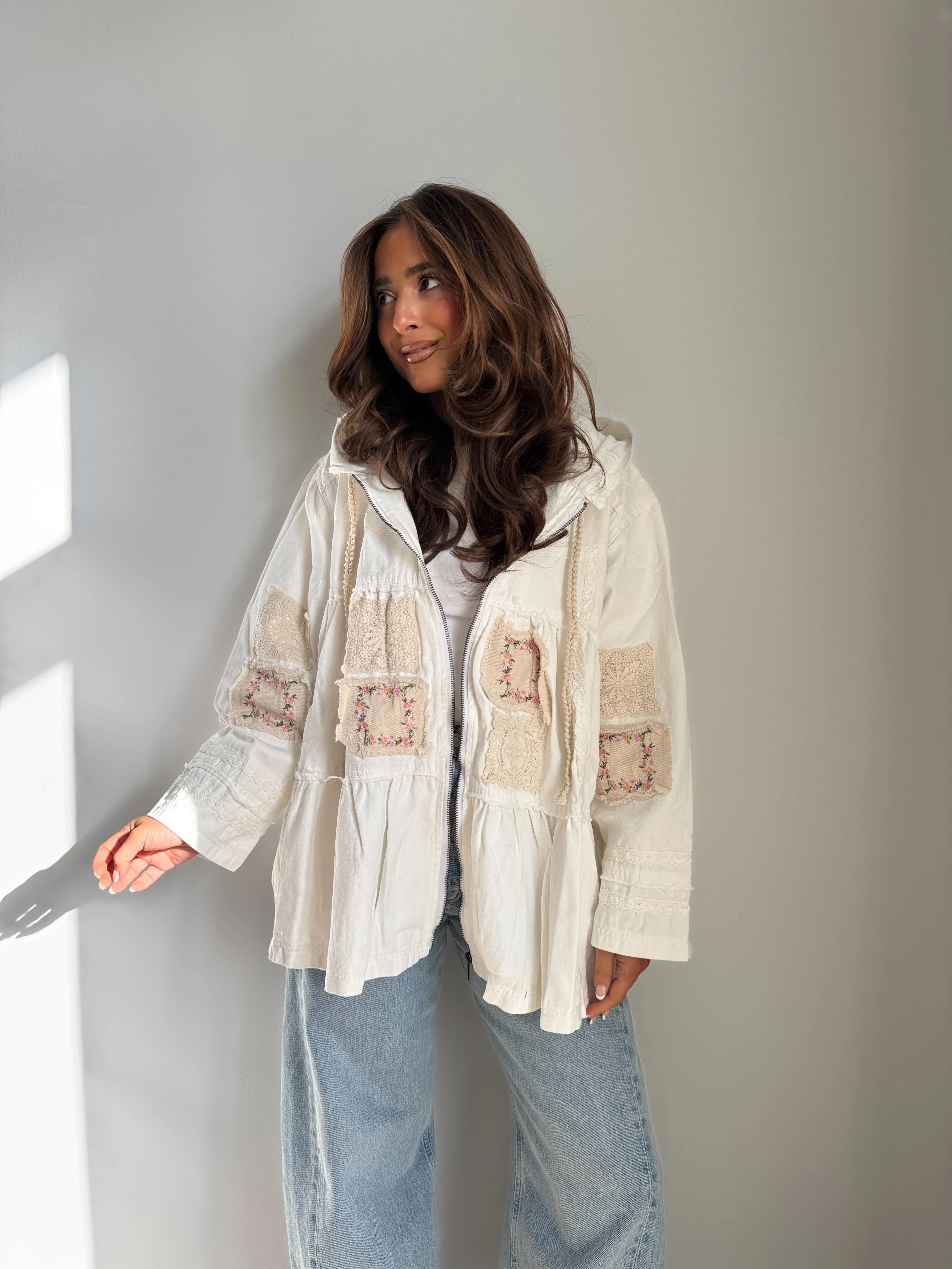 Fallin’ For You Patchwork Hoodie (Cream) | Shop Your Darling Style