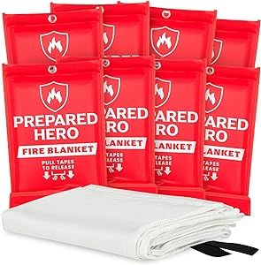 Prepared Hero Emergency Fire Blanket - 8 Pack - Fire Suppression Blanket for Kitchen, 40” x 40... | Amazon (US)