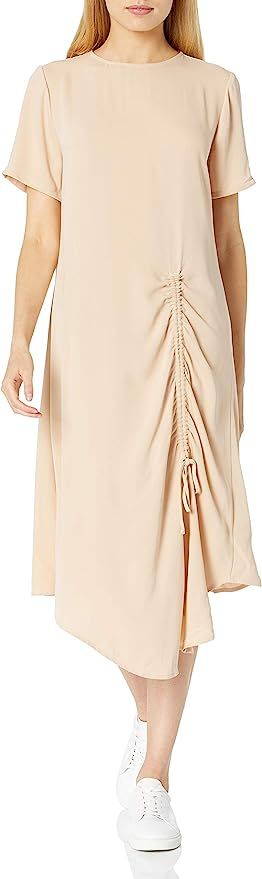 The Drop Women's Georgina Short Sleeve Ruched Front Matte Satin Midi Dress | Amazon (US)