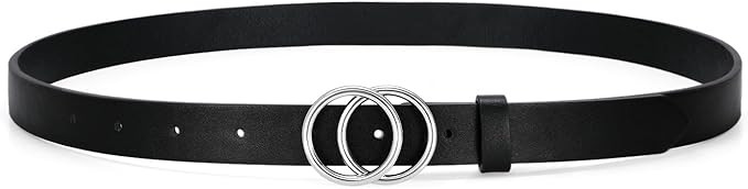 Skinny Black Belts for Women Fashion Ladies Thin Leather Dresses Belt for Jeans Pants | Amazon (US)