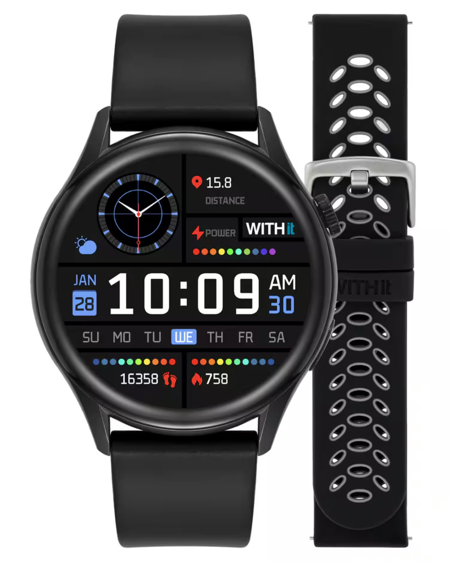 WITHit - 22mm Silicone Band & 22mm Universal Mesh Band for DECA Smartwatch 45mm - Black/Gray | Best Buy U.S.