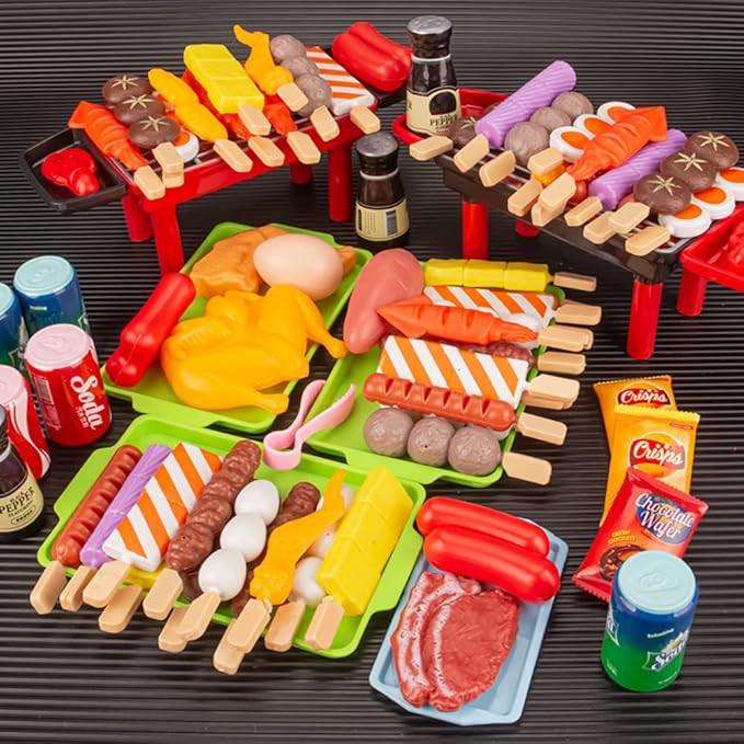 80-Piece Interactive BBQ Grill Playset Toy - Realistic Pretend Cooking Set with Grill Tools & Foo... | Amazon (US)