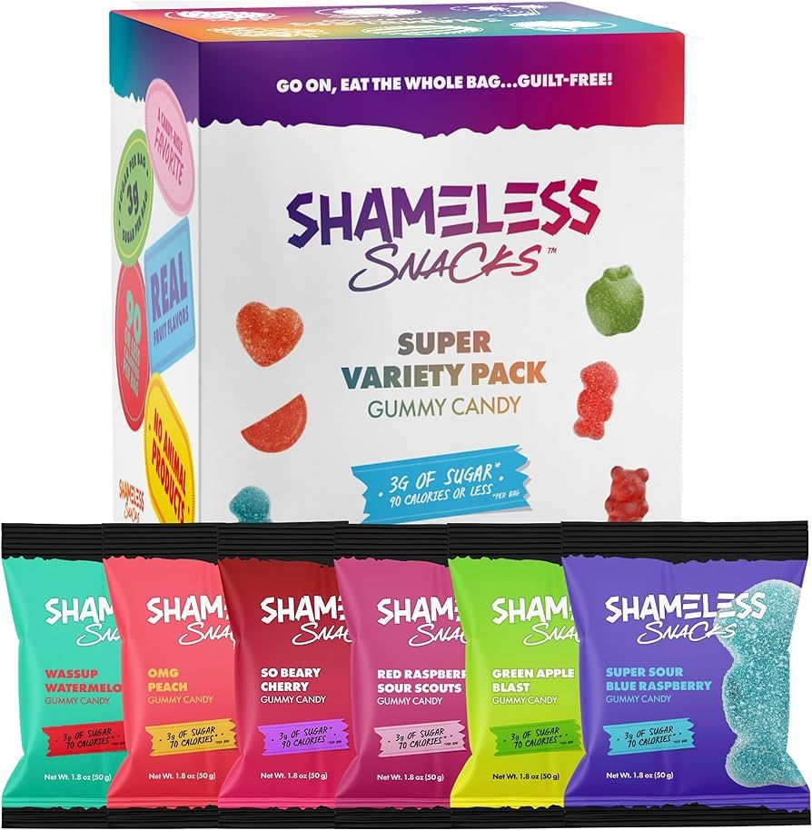 Shameless Snacks - Healthy Low Calorie Snacks, Low Carb Keto Gummies (Gluten Free Candy) - 6 Pack... | Amazon (US)