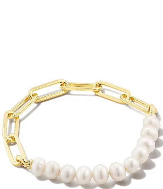 Ashton Half Chain Half Pearl Gold Stretch Line Bracelet | Dillard's