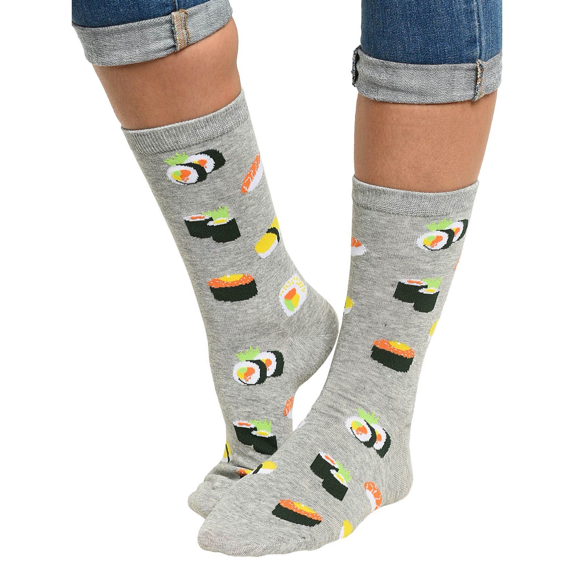 360 Threads Sushi Sashimi Socks All-Over Food Print Novelty Gray (Women's) | Walmart (US)