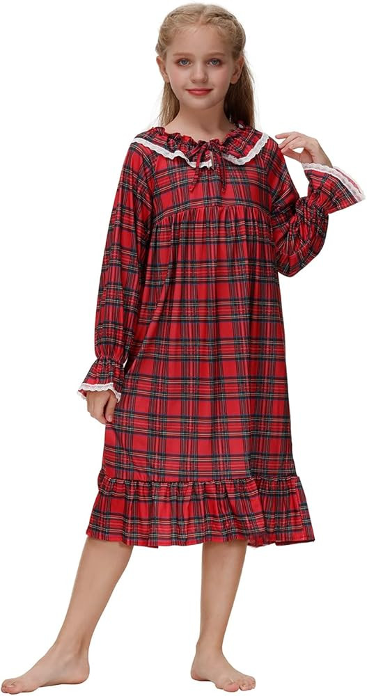 Kids Girls Soft Cotton Nightgown Sleepwear Dress Toddler 3-12 Years | Amazon (US)