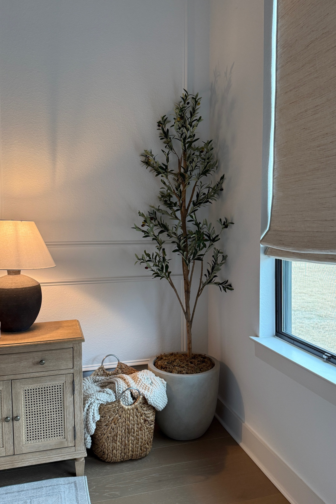 moved my office olive tree into our bedroom! linking all our bedroom stuff 🫶🏼