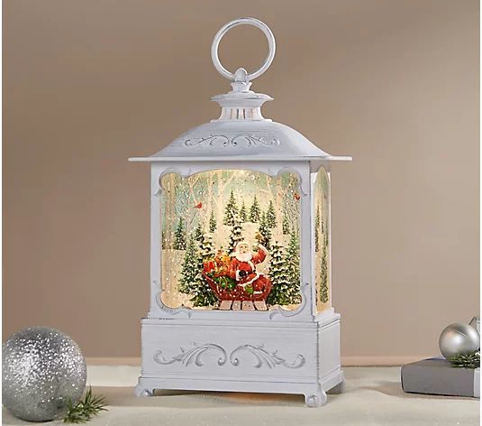 "As Is" 9" Illuminated Glitter Lantern with Scene by Valerie | QVC