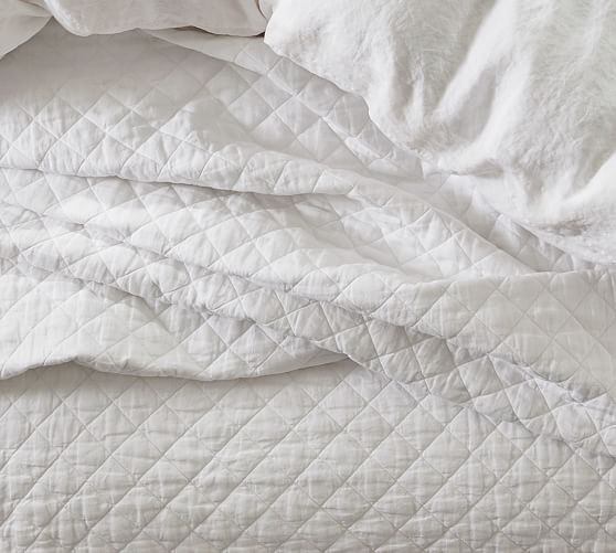 Belgian Flax Linen Diamond Quilt & Shams | Pottery Barn (US)