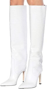 ARQA Women's Stiletto Knee High Boots Pointed Toe Crocodile Dress Long Boot Casual Booties Large ... | Amazon (US)